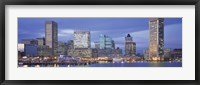 Framed Panoramic View Of An Urban Skyline At Twilight, Baltimore, Maryland, USA