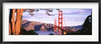 Framed Golden Gate Bridge with Mountains