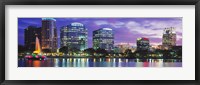 Framed Panoramic View Of An Urban Skyline At Night, Orlando, Florida, USA