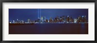 Framed Lower Manhattan, Beams Of Light, NYC, New York City, New York State, USA