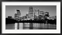 Framed USA, Texas, Austin, Panoramic view of a city skyline (Black And White)