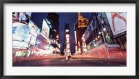 Framed Low angle view of sign boards lit up at night, Times Square, New York City, New York, USA