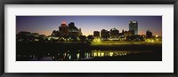 Framed Buildings At The Waterfront Lit Up At Dawn, Memphis, Tennessee, USA