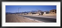 Framed Houses in a row along a road, Las Vegas, Nevada, USA