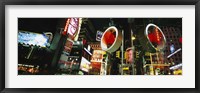 Framed Low angle view of buildings lit up at night, Times Square, Manhattan, New York City, New York State, USA