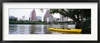 Framed Yellow kayak in a reservoir, Lady Bird Lake, Colorado River, Austin, Travis County, Texas, USA