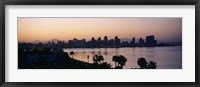 Framed Silhouette of buildings at the waterfront, San Diego, San Diego Bay, San Diego County, California, USA