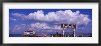 Framed Information board of a pier, Rod and Reel Pier, Tampa Bay, Gulf of Mexico, Anna Maria Island, Florida, USA