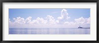 Framed Seascape with a suspension bridge in the background, Sunshine Skyway Bridge, Tampa Bay, Gulf of Mexico, Florida, USA