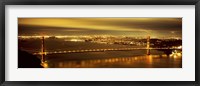 Framed Golden Gate Bridge and San Francisco Skyline Lit Up at Night