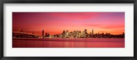 Framed Bay Bridge and San Francisco Skyline at Dusk (pink sky)