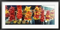 Framed Strands of chili peppers hanging in a market stall, Pike Place Market, Seattle, King County, Washington State, USA