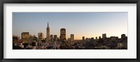 Framed Buildings lit up at dusk, Telegraph Hill, San Francisco, California, USA