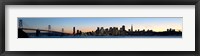 Framed City skyline and a bridge at dusk, Bay Bridge, San Francisco, California, USA 2010