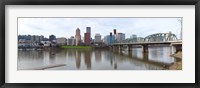 Framed Bridge across a river with city skyline in the background, Willamette River, Portland, Oregon 2010