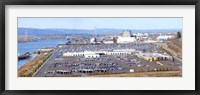 Framed High angle view of large parking lots, Willamette River, Portland, Multnomah County, Oregon, USA