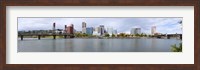 Framed Bridges with city skyline in the background, Hawthorne Bridge, Burnside Bridge, Willamette River, Portland, Oregon, USA 2010