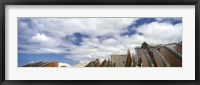 Framed Low angle view of skyscrapers and surfboards, Honolulu, Oahu, Hawaii, USA