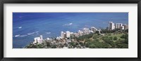 Framed Aerial view of a city at waterfront, Honolulu, Oahu, Honolulu County, Hawaii, USA 2010