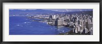 Framed High angle view of a city at waterfront, Honolulu, Oahu, Honolulu County, Hawaii