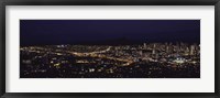 Framed Aerial view of a city lit up at night, Honolulu, Oahu, Honolulu County, Hawaii, USA 2010