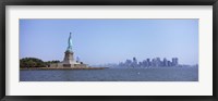 Framed Statue Of Liberty with Manhattan skyline in the background, Liberty Island, New York City, New York State, USA 2011