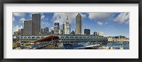 Framed Ferry terminal with skyline at port, Ferry Building, The Embarcadero, San Francisco, California, USA 2011