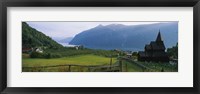 Framed Church in a village, Urnes stave church, Lustrafjorden, Luster, Sogn Og Fjordane, Norway