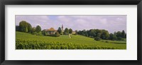 Framed WIne country with buildings in the background, Village near Geneva, Switzerland