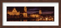 Framed Switzerland, Zurich, Limmat River at night