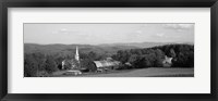 Framed High angle view of barns in a field, Peacham, Vermont (black and white)