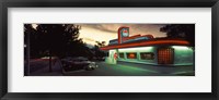 Framed Restaurant lit up at dusk, Route 66, Albuquerque, Bernalillo County, New Mexico, USA