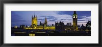 Framed Government Building Lit Up At Night, Big Ben And The Houses Of Parliament, London, England, United Kingdom