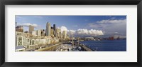 Framed High Angle View Of Boats Docked At A Harbor, Seattle, Washington State, USA