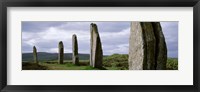 Framed Ring Of Brodgar with view of the hills, Orkney Islands, Scotland, United Kingdom