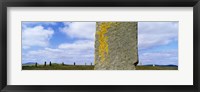 Framed Yellow markings on a pillar in the Ring Of Brodgar, Orkney Islands, Scotland, United Kingdom