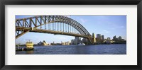 Framed Australia, New South Wales, Sydney, Sydney harbor, View of bridge and city