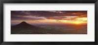 Framed Silhouette Of A Hill At Sunset, Roseberry Topping, North Yorkshire, Cleveland, England, United Kingdom