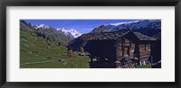 Framed Log cabins on a landscape, Matterhorn, Valais, Switzerland