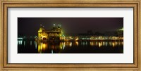 Framed Temple lit up at night, Golden Temple, Amritsar, Punjab, India