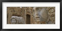 Framed Close-up of statues in an old ruined building, Leptis Magna, Libya