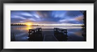 Framed Panoramic view of a pier at dusk, Vuoksi River, Imatra, Finland