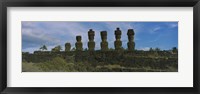 Framed Moai statues in a row, Rano Raraku, Easter Island, Chile