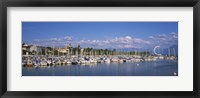 Framed Boats moored at a harbor, Lake Geneva, Lausanne, Switzerland