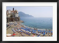 Framed Houses on the sea coast, Amalfi Coast, Atrani, Salerno, Campania, Italy