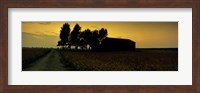 Framed Silhouette of a farmhouse at sunset, Polesine, Veneto, Italy