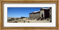 Framed Abandoned hospital in a mining town, Kolmanskop, Namib desert, Karas Region, Namibia