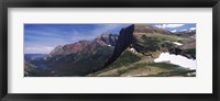 Framed Lake surrounded with mountains, Alpine Lake, US Glacier National Park, Montana