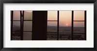 Framed Sunrise viewed through a window, Sperrgebiet, Kolmanskop, Namib Desert, Namibia