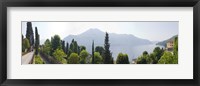 Framed Trees with a lake in background, Lake Como, Villa Passalacqua, Moltrasio, Como, Lombardy, Italy